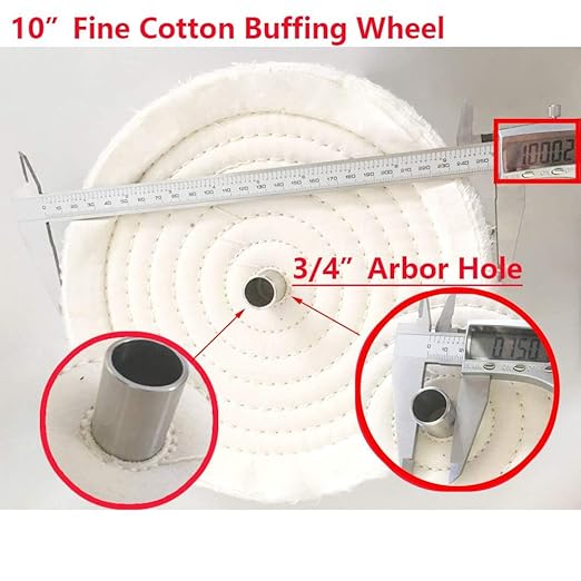 Buffing Polishing Wheel 10 inch Extra Thick Fine Cotton (70 Ply) for Bench Grinder with 3/4'' Arbor Hole,2 Pack