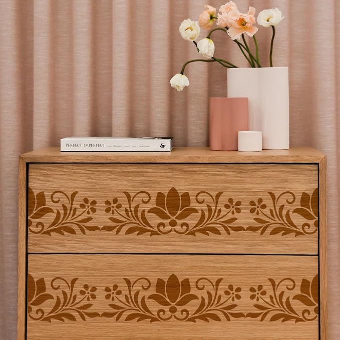 FINGERINSPIRE 9 Styles Folk Art Border Pattern Stencils - Image 7