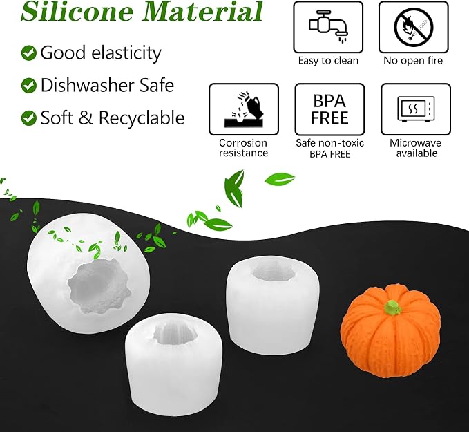Sakolla 3D Pumpkin Candle Molds, 3 Pack Pumpkin Silicone Mold | Pumpkin Shape - Image 4