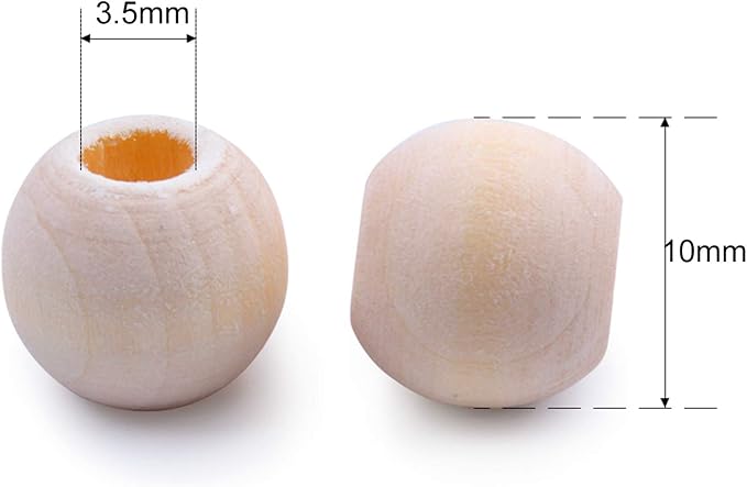 Jdesun 200 Pieces Wooden Beads, Natural Round Wood Loose Beads Wood Spacer 10mm - Image 2