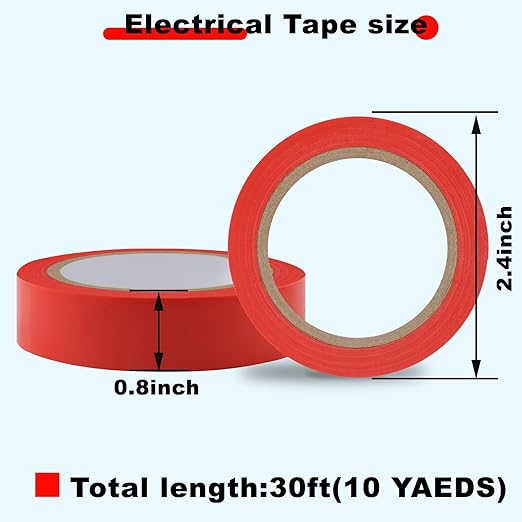 Romeda 9 Pack Electrical Tapes, Electrical Tape Water, Sun, and Oil Resistant, Electrical Tape is Suitable for Most Domestic, Commercial, and Industrial environments - Red