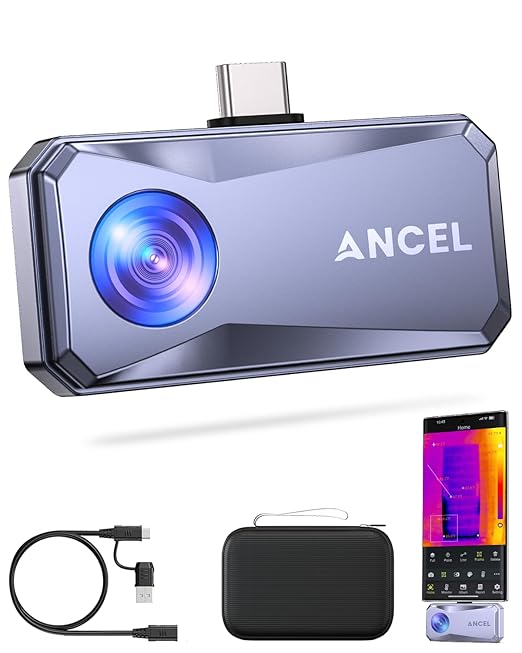 ANCEL IR101 Thermal Camera, 512x384 IR Resolution Thermal Imaging Camera for Android (USB-C), 25Hz Real-Time Diagnostic Infrared Camera, 0.24W Thermal Imager for Home/PCB Inspection/Automotive Repair