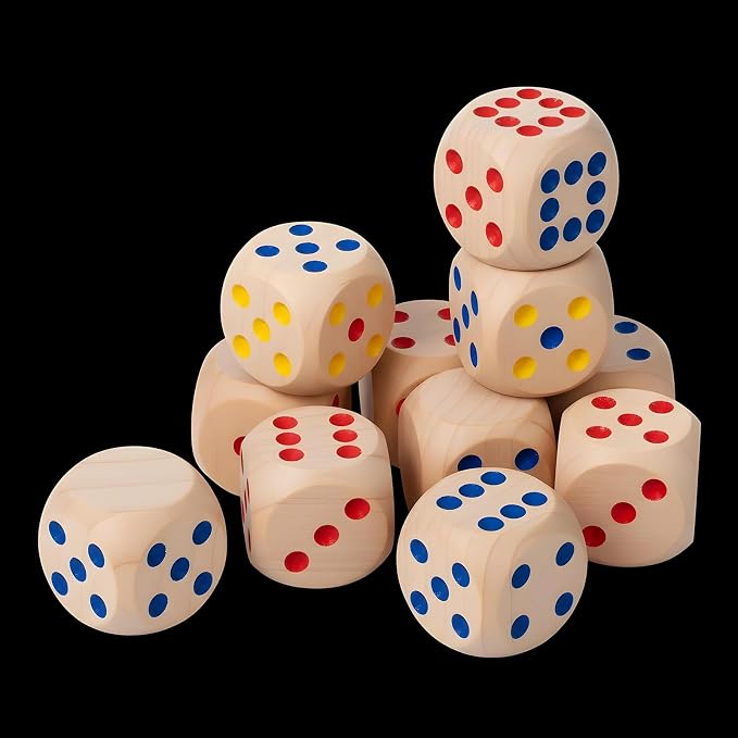 10 Pcs Blank Wooden Dice, 1.2 Inch/30 mm Unfinished Square Wooden Cubes - Image 7