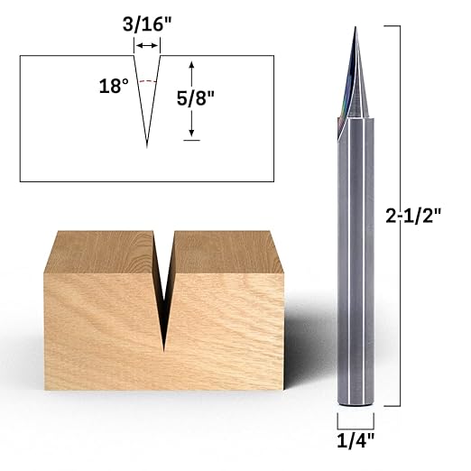 YONICO Router Carving Bits CNC Engraving Solid Carbide V Groove 18 Degree Zero Point 1/4-Inch Shank 14104q