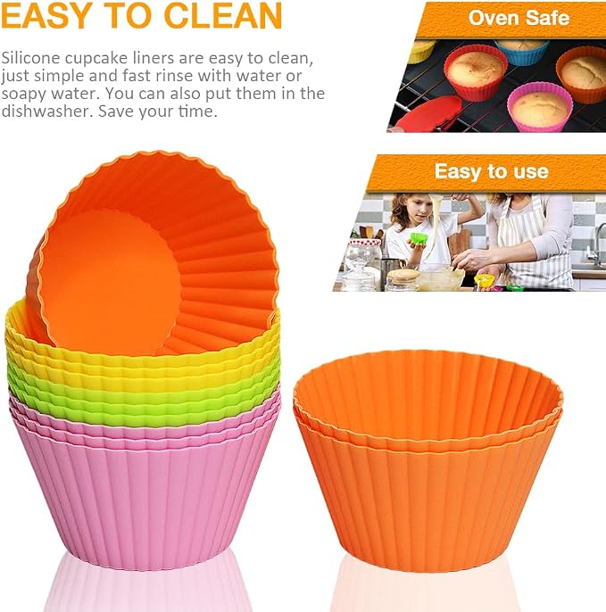Extra Large Silicone Cupcake Baking Cups 12 Pack | Non-stick, - Image 4