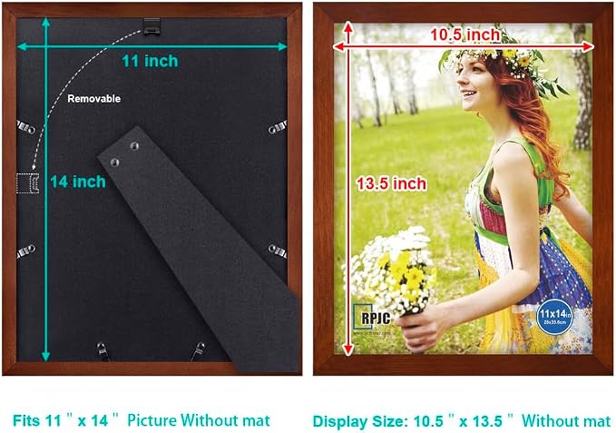 RPJC 11x14 inch Picture Frames Made of Solid Wood and High Definition Glass - Image 4