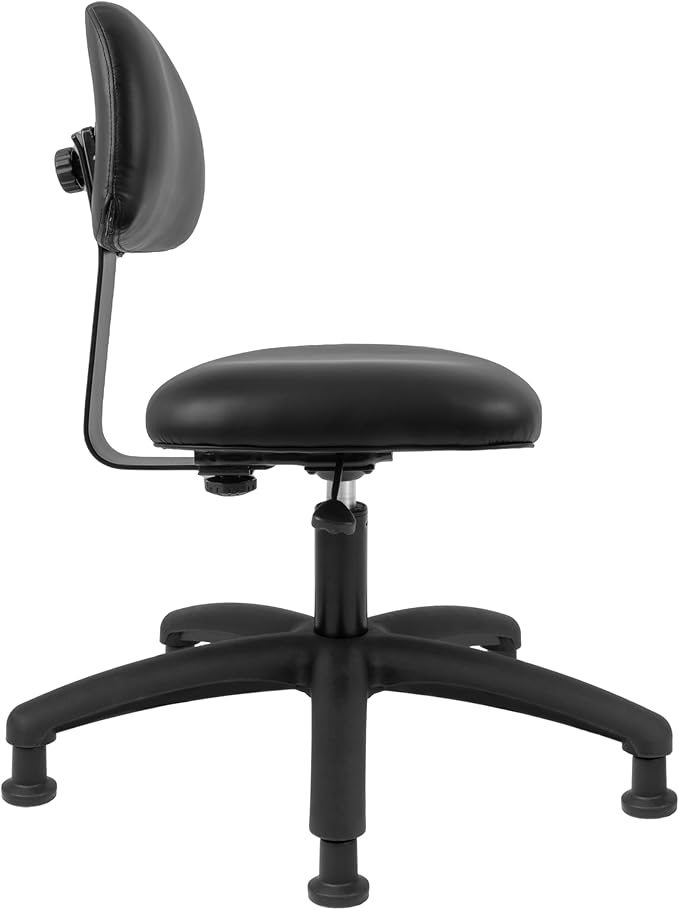 Chair Master FSS Series Square seat Low (17"-22") seat Height Chair. Vinyl-for Office, Garage, Desk, Shop, Computer, Doctor, Medical, Easy to Clean! NO Footring (Black, Low, Glides)