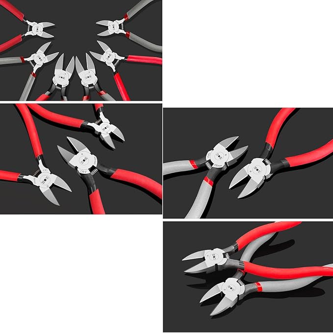 2 Pack Wire Cutters,6.5 Inch Flush Cutters,Wire Cutters heavy Duty,Spring Loaded Cutting Pliers,Side Cutters (Red&Grey)