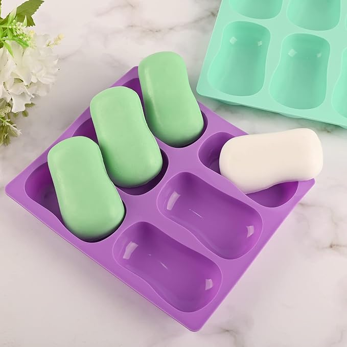 Sakolla 2 Pack 6 Cavity DIY Silicone Soap Molds Classical Handmade Silicone - Image 3
