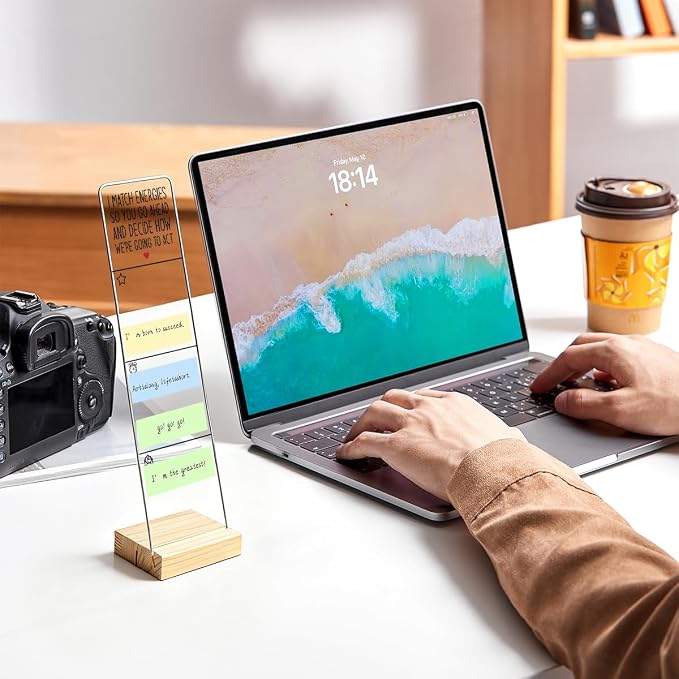 Monitor Memo Board with Removable Wooden Base Acrylic Portable Sticky Note - Image 6