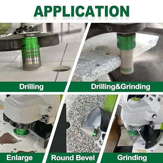Tile Hole Saw Kit - 7pcs Diamond Core Drill Bits 6/8/10/20/35/50/65mm+4/5" Milling Finger Bit+2" Beveling Chamfer Bit+SDS Shank to 5/8"-11 Thread for Porcelain Ceramic Marble Granite
