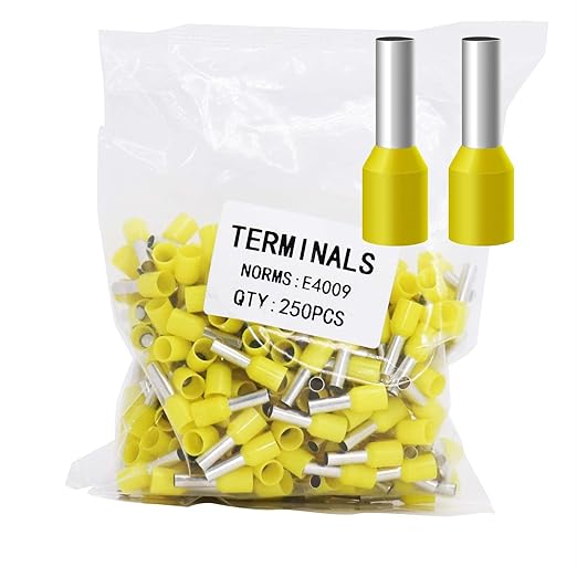 Fidioto AWG12 Wire Ferrules Terminals, 250pcs AWG12 Terminal Connector Wire Insulated Cord Pin Ends Terminals for Electric, Industrial, Chemical Industry, Power Control System, etc.