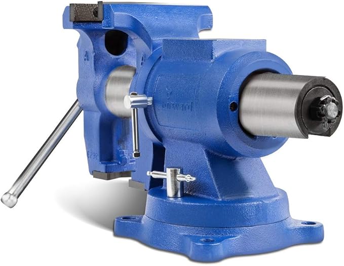 Forward DT08125A 5-Inch Heavy Duty Bench Vise 360-Degree Swivel Base and Head with Anvil (5", Ductile Iron)