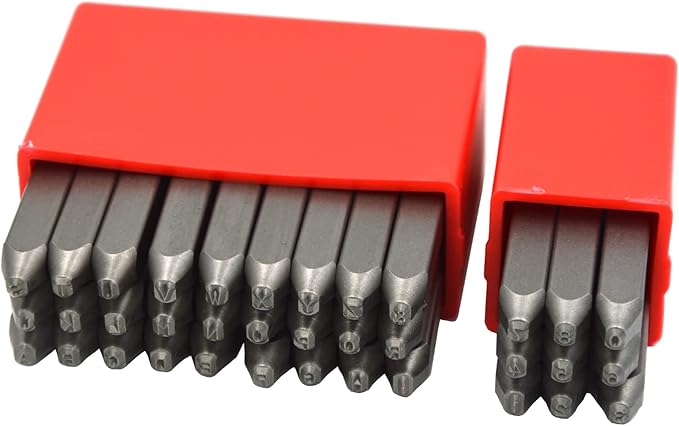 36pcs Heavy Duty Steel Stamp Uppercase Letters and Number 5/64 2mm Hand Stamping Character Mark Code Alphabet Punch Kit for Bracelet Ring Jewelry Sheet Metal Plate Making Mold Die