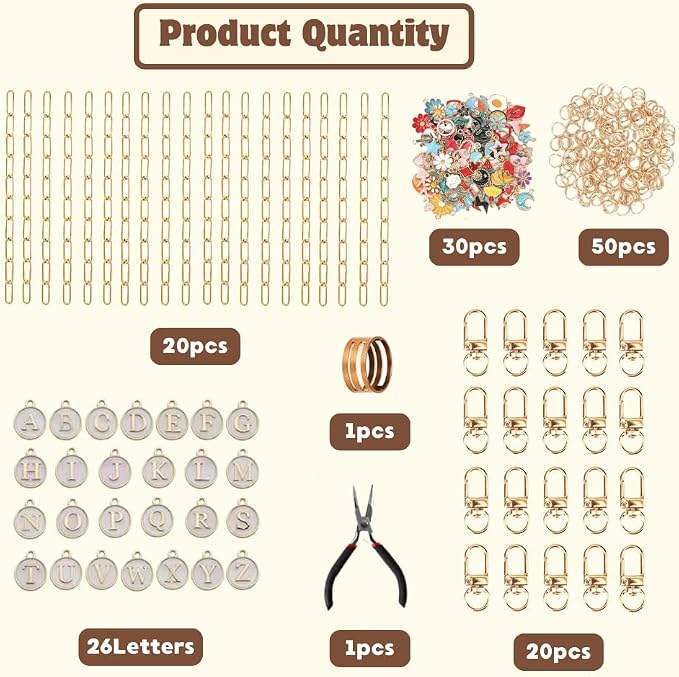 Keychain Making Kit Bag Charm Kit Metal Keychain Clips - Image 2