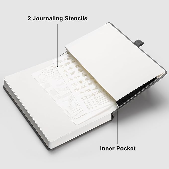 RETTACY Dotted Journal Notebook, 192 Pages, A5 Medium Size | Leather Hardcover - Image 7