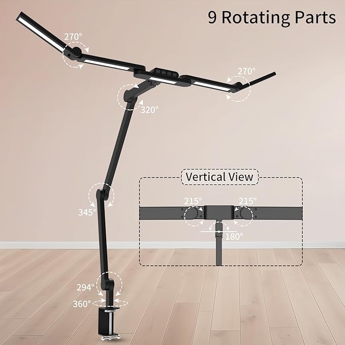 Architect Desk Lamp with 5 Light Bars for Home Office, 32.5Inch Long Led Desk Light with Clamp, 24W Tall Foldable Computer Lamp with Swing Arm, Bright Table Light for Desktop Working Drafting