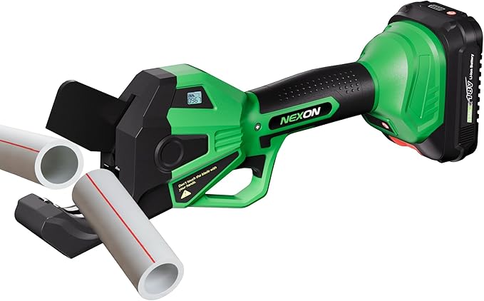 NEXON Electric PVC Pipe Cutter, Cuts up to1-1/2",18V Cordless Ratcheting Pipe Shear with LCD Display & Rechargeable Battery, Plastic Pipe Cutter, PEX Pipe Cutter, PVC Cutter Tool, PVC Ratchet Cutter