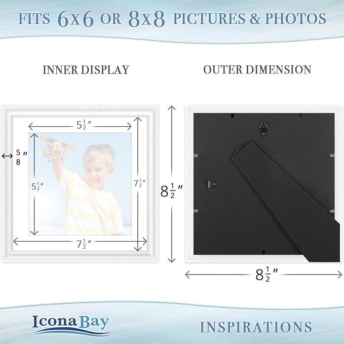 8x8 Picture Frames with 6x6 Mat, 6 Pack, Contemporary, Inspirations | These - Image 3