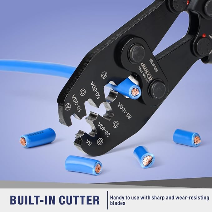 iCrimp IWS-8200A Battery Lugs and Open Barrel Connectors Crimping Tools works with Wire AWG 9-2