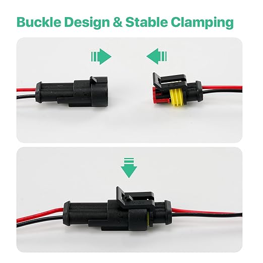 2 Pin Waterproof Electrical Connectors, Male and Female Wire Connectors, 12V Plug Connector, Suitable for Connecting Weak Current Lines Such As Cars, Motorcycles, and Ships(5 Pack)