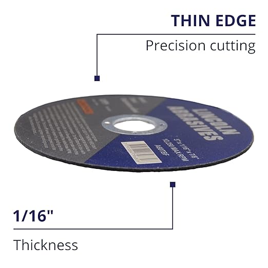 200 Pc 5" x 1/16" x 7/8" Cut-Off Wheels Lincoln Abrasives Metal & Stainless Steel