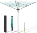tonchean Rotary Umbrella Drying Rack Outdoors, 4-arm Umbrella Clothesline for Laundry, Adjustable Height Rotary Dryer Collapsible Clothes Drying Rack | 12-Lines with 165 ft. Clothesline