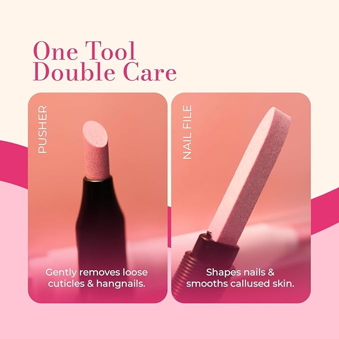 Ceramic Pusher Files for Nails, Manicure Fingernail Files with Cases, Professional Precision Filing Cuticle Remover, Manicure Stick, 2 Pieces
