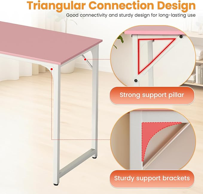 PayLessHere | 39 Inch Computer Desk | Pink | Office Desk - Image 4