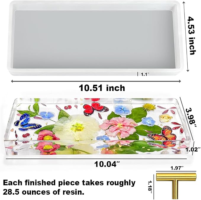 RESINWORLD 1'' Deep Tray Mold, Small Flat Tray Silicone Mold - Image 2