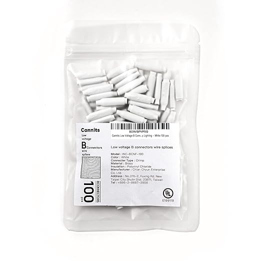 100 pcs Low Voltage B Connectors Crimp Splice Terminals– AWG 22-26 Small Gauge Dry Bean-Style Butt for Telephone, Alarm, Security, Intercom, and Network Applications (No Gel)