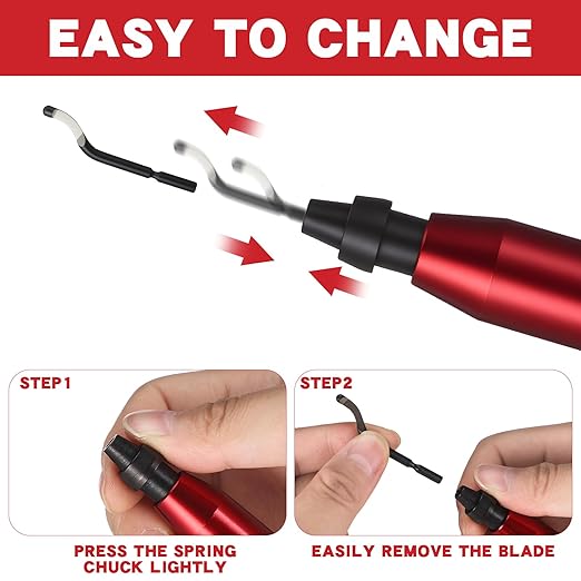 3 Pcs Hand Deburring Tool Kit 2 Countersink Hand Reamers and 1 Deburring Tool with 15 Extra High Speed Steel Swivel Blades for Metal, Resin, Aluminum, Copper, Plastic, 3D Printing, Wood