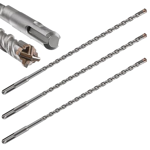 Concrete Drill Bit lengthening 3pcs 5/16" X 12"-10" Cross-Type Double Thread Carbide Material Suitable for Concrete, Brick, Cement Walls, Stone, Extra Long Hammer Drill Bits for Concrete