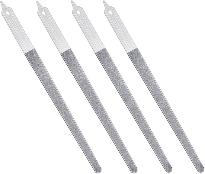 4 Pcs Diamond Deb Nail File Metal Nail File with Sharp Pointed Tip, Stainless Steel Nail Filer Metal Nail Files for Natural Nails Double Sided Manicure Pedicure Toenails Tools for Salon Home (Small)