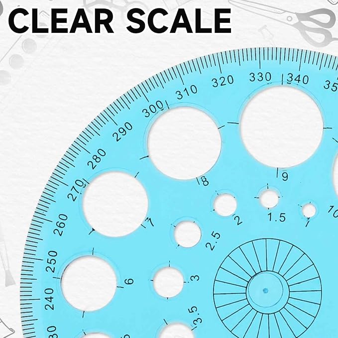 Circle Template for Drawing, Plastic Circle Stencil Geometric Circle Ruler for - Image 3