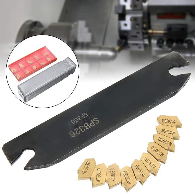 Lathe Tool Holder SPB26-3 26mm,Grooving Cut-Off Tool Holder,Metal Lathe Cutting Tool, lathe cut off tool,with 10PCS GTN-3 SP300 Carbide Inserts for Cutting Threading Grooving