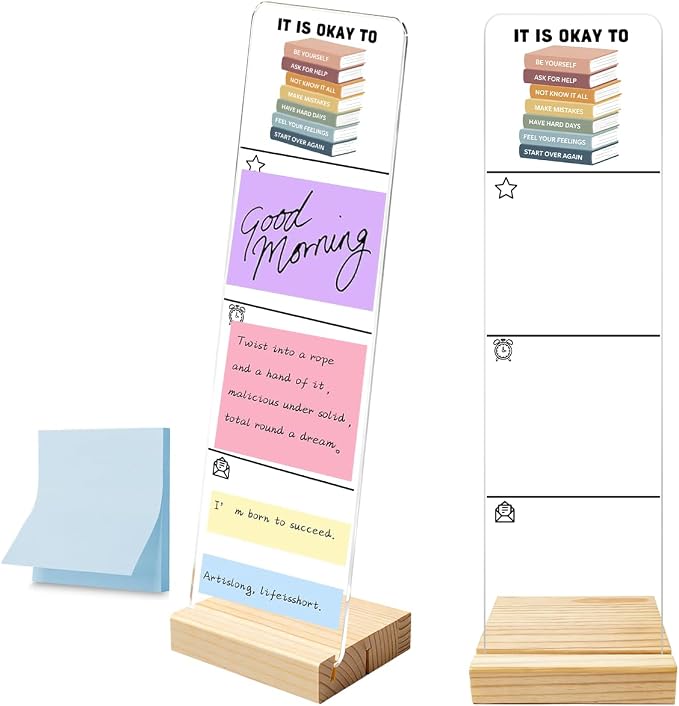 Monitor Memo Board with Removable Wooden Base Acrylic Portable Sticky Note by HTBIG