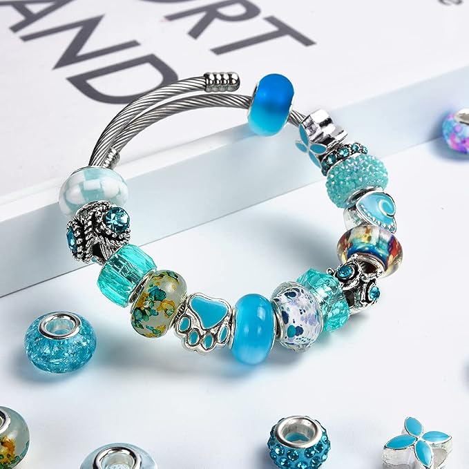 Aipridy European Large Hole Beads, Colorful Glass Charm Beads Set - Image 5