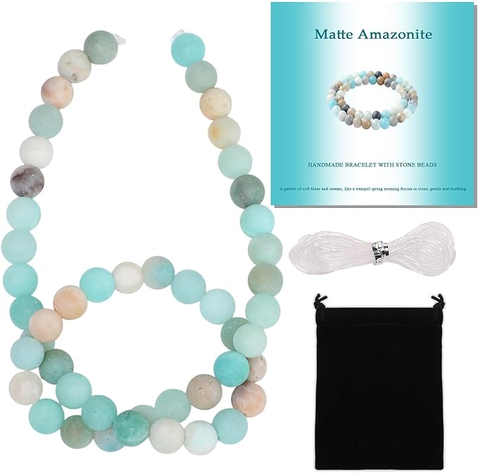 8mm Matte Amazonite Beads, 15-Inch Matte Round Loose Stone Beads by THRELE