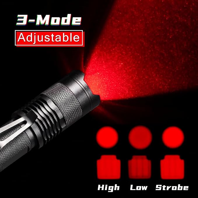 2 Pack Red Light Flashlight Red LDE Red Flashlight Night Vision Torch - Image 4