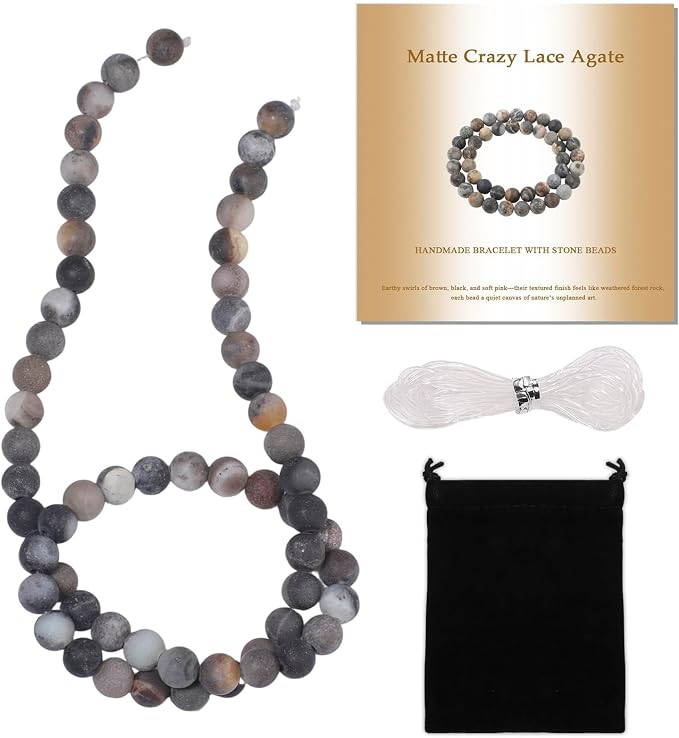 6mm Matte Crazy Lace Agate Bead, 15-Inch Matte Round Loose Stone Beads by THRELE