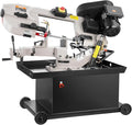 VEVOR Metal Horizontal Band Saw, 7 x 8.25 in Rectangular Cutting Capacity, 110/220V Vertical Cutting Bandsaw with 1.1 kW Motor, 0-45° Angle Adjustment, Variable Speed, for Metal, Wood, and Plastic
