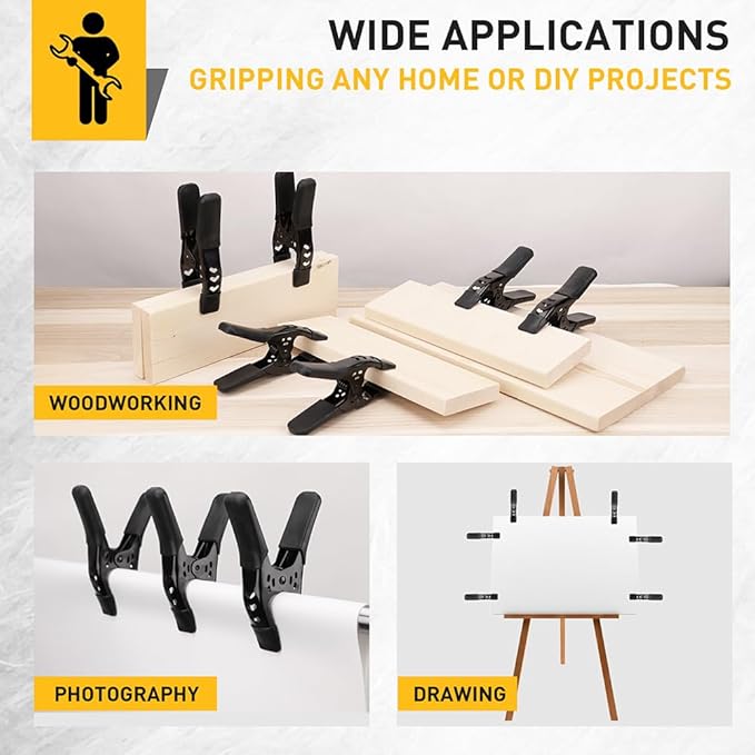 Heavy Duty Metal Spring Clamps: 4-Piece for Woodworking Spring Clamps 6-inch Tarp Clamps Heavy Duty Clips Spring Clips Metal Clamp for Pool Cover Backdrop Stand Clamps