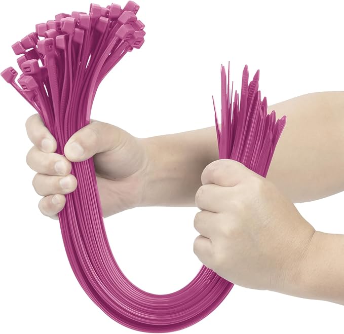 XINGO Pink 16 Inch Zip Ties Heavy Duty 100 Pack, 200 LBS Ultra Strong Plastic Wire Ties, Large Cable Ties Extra Long Tie Wraps, Indoor and Outdoor UV Resistant