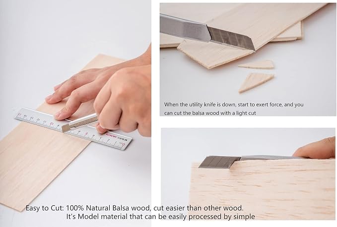 12 Pack Balsa Wood Sheets 1/12 x 4 x 6 Inch Cricut Unfinished Thin Wood Sheets - Image 4