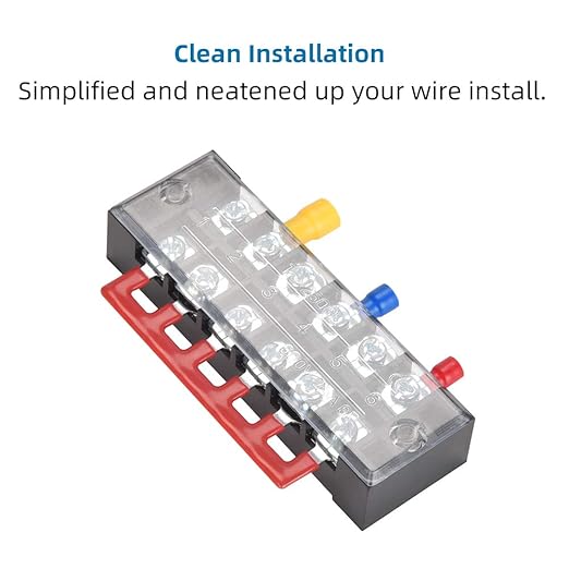 73Pcs(6Sets) Terminal Block Set, 6Pcs 6 Positions 600V 25A Dual Row Screw Terminal Strip Block + 6Pcs Pre-Insulated Terminals Barrier Strip + 60Pcs Insulated Fork Wire Connector by CGele…