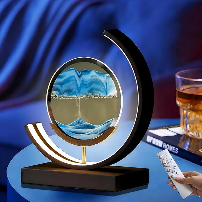 Moving Sand Art Lamp, 360 Degree Rotating Sands of Time Lamp by LLPCKPB