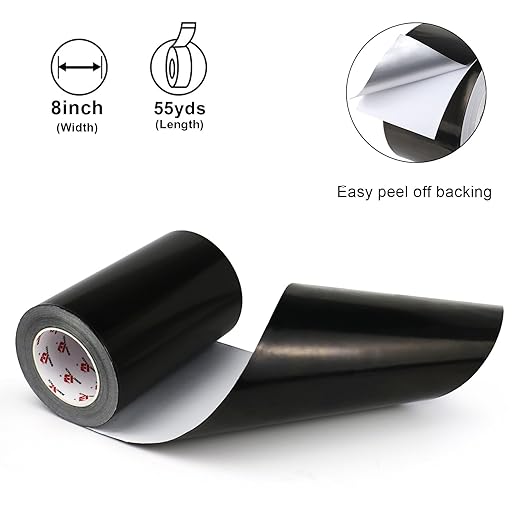 BOMEI PACK Black Aluminum Tape, 8 Inch x 165 Foot, Waterproof, Black Foil Tape for HVAC, Air Ducts, Pipe, Metal Repair