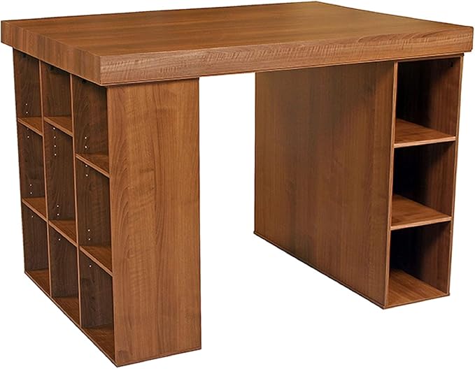 Project Center Desk with Bookcase and 3 Bin Cabinet-Walnut - Image 4