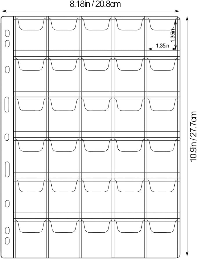 42-Pocket Coin Pages for Collectors, Standard 9-Hole Coin Collection Pages fit - Image 2
